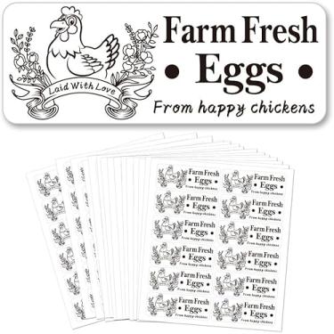 Imagem de 180 peças de adesivos de ovos frescos de fazenda, 1 x 2,64 polegadas (2,5 x 6,7 cm) etiquetas de caixa de ovos não lavados, adesivos de embalagem de ovos para caixa de recipiente de suprimentos