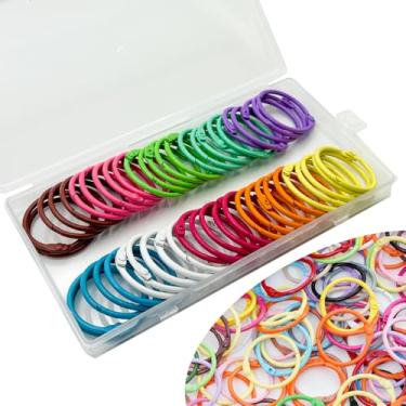 Imagem de 50 anéis metálicos para fichário de 2,5 cm para cartões de índice, 10 cores, pequenos anéis de metal colorido, para caderno, papel, caderno, chaveiro para escola, escritório, casa (127,5 cm)