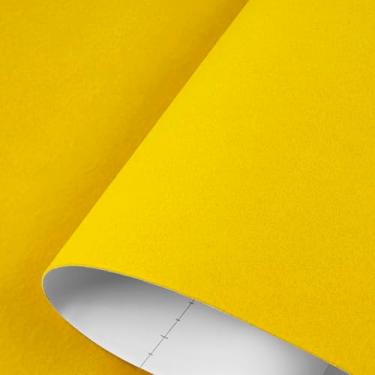 Imagem de Decotalk Papel de parede de tecido de feltro grosso veludo flocagem forro papel de parede 39.9 cm x 304.8 cm papel de parede amarelo papel de contato feltro para armários e gavetas