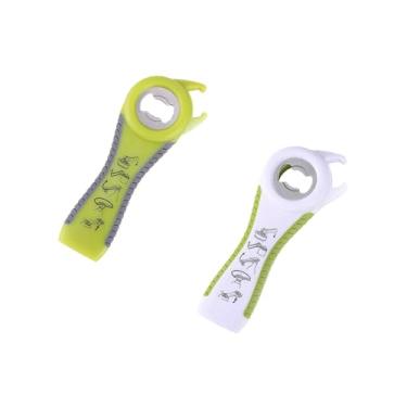 Imagem de PLAYTHROUGH Abridor de garrafas multifuncional pacote com 2, abridor de frascos 5 em 1, abre facilmente a tampa giratória, tampa de garrafa, tampa de conserva e aba de lata (verde cinza, branco verde)