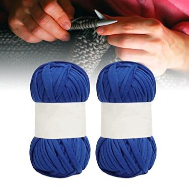 Imagem de KIMISS 5 Unidades de Fio de Espaguete - Fio de Algodão Macio de 0,8 pol. de Largura Em Cores Brilhantes para Projetos de tricô, crochê e Faça você Mesmo - Ideal para Tapetes, Cestas e macramê (Azul marinho escuro)