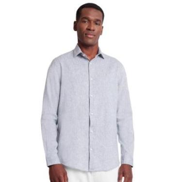 Imagem de Camisa Aramis Masculina Slim Linho Algodão Ice Cinza Mescla-Masculino