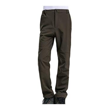 Imagem de Calça masculina de esqui com bolso com zíper, à prova de vento impermeável grossa golfe calças de viagem fleece esqui neve para meninos ao ar livre caminhada térmica durável softshell calças de neve