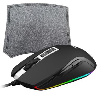 Imagem de Kit Mouse Gamer Iluminação Rgb Com Fio 2400 Dpi 1000hz 7 Botões + Mouse Pad Gamer Sem Costura Base Emborrachada Antiderrapante Mousepad 300x250mm Combo