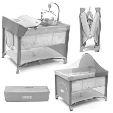 Imagem de Berço Portátil SleepGuard Dobrável para Recém Nascidos e Bebês com Estrutura Segura e Confortável Ragaluma (Cinza)