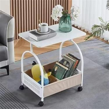 Imagem de Mesa lateral para sofá, sala de estar, mesa de centro, mesa pequena,mesa de canto móvel para varanda(A-Branco)