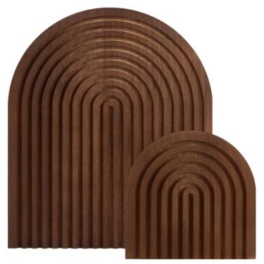 Imagem de MAYJOYDIY 2 peças de decoração de arco de arco-íris de madeira, tábua de corte decorativa de tamanho duplo, placa de exibição de madeira com design arco-íris, bandejas de servir para prateleira