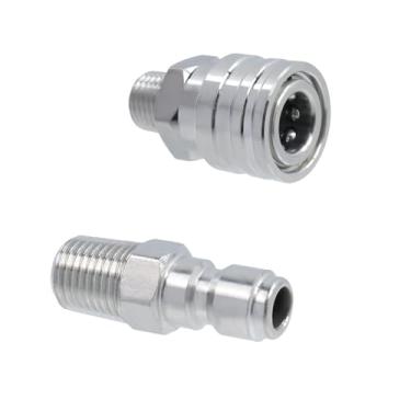Imagem de LC LICTOP Adaptadores de lavadora de pressão, NPT 1/4 macho rosca lavadora de pressão acessórios de conexão rápida, conectores e conexões de aço inoxidável (1 conjunto de 2, rosca macho NPT 1/4)