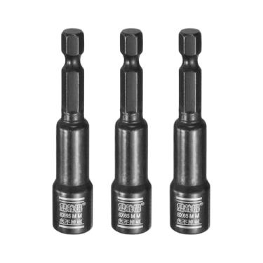 Imagem de HARFINGTON 3 peças de broca de porca soquete métrico de 8 mm haste sextavada de 1/10.2 cm (2,6" (65 mm) soquetes magnéticos de 6 pontos de mudança rápida conjuntos de parafusos de aço CR-V para