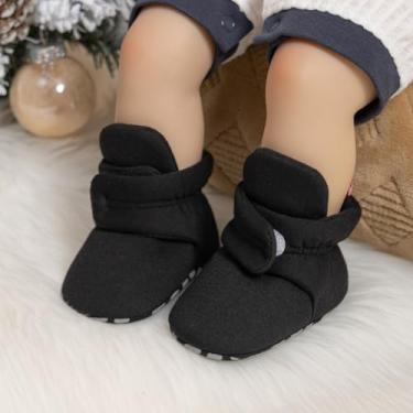 Imagem de Botas para bebês, meninos, meninas, quentes, de lã, aconchegantes, de algodão macio para o inverno, botas antiderrapantes para bebês e meninas, A01/preto, 12-18 Months Toddler