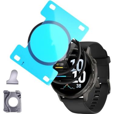 Imagem de Pacote com 3 protetores de tela para Garmin Venu 4 de 45 mm com kit de instalação de alinhamento automático, película protetora de cobertura de tela completa 3D para Garmin Venu 4 de 45 mm, clareza HD