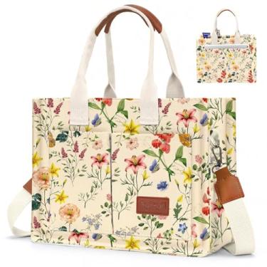 Imagem de Bolsa de lona feminina com bolsos, bolsa transversal, bolsas de ombro, bolsas de trabalho casuais, bolsa de mão, Multicolorido.