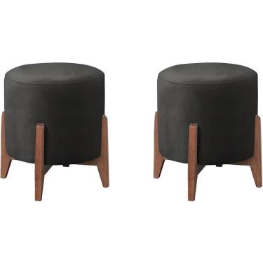 Imagem de Kit 2 Puff Puf Sala Lhor Veludo Preto Rm Preto