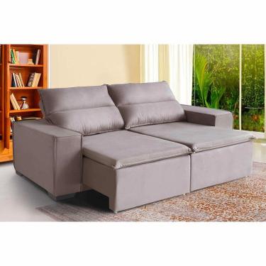 Imagem de Sofá Paris 6 Lugares 2,90cm Retrátil E Reclinável - De Casa Décor E Estofados Cinza Claro