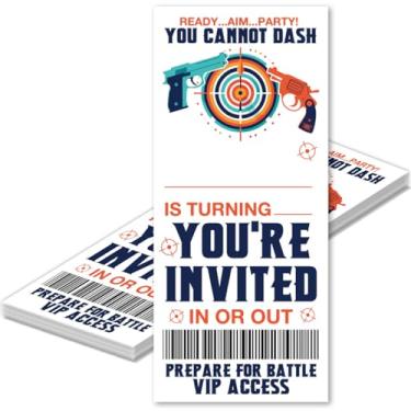 Imagem de MQCLYSG Pacote com 20 convites para jogos de tiro Blaster Party Invitations com envelopes, cartões para crianças e meninos