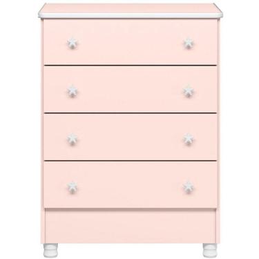 Imagem de Cômoda Infantil 4 Gavetas Mdp Com Pés Doce Mel Rosa