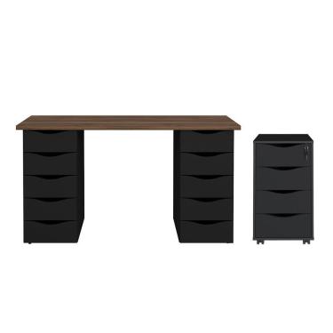 Imagem de Conjunto Escrivaninha E Gaveteiro Erfurt Nogal Preto