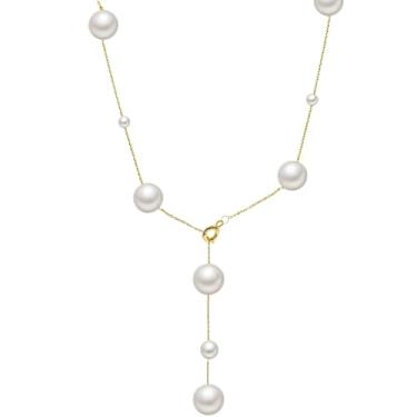 Imagem de Colar de pérolas de prata em forma de Y, pérolas de 0,16 e 0,31 em corrente de prata 925, joia elegante para mulheres