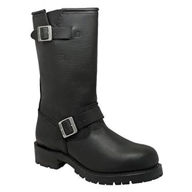Imagem de Botas de equitação masculinas de couro de 28 cm, pretas – gáspea ajustável de cano alto com tiras laterais no tornozelo da RIDETECS, Preto, 14