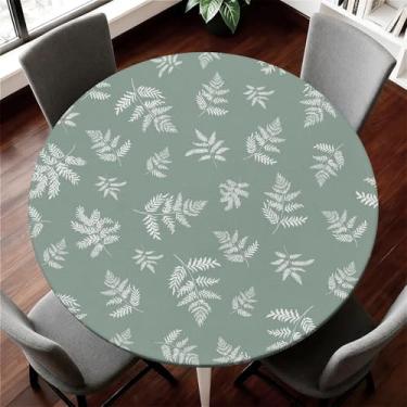 Imagem de COTAIL Toalha de mesa redonda com capa de mesa elástica à prova d'água para mesa redonda de até 155 a 165 cm, capa circular à prova de óleo para cozinha, jantar, acampamento, piquenique, festa, férias