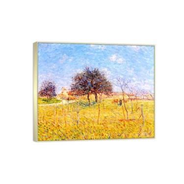 Imagem de BMZFYBS Famosa imagem de paisagem de arte de parede - impressões em tela - entrada para a aldeia - pintura moldura prata para sala de estar banheiro decoração de casa 30 x 35 cm 12 x 13 pol