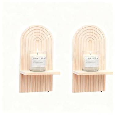 Imagem de BEWITU Suporte de vela de parede, arandelas de madeira maciça, suporte de velas, decoração de velas para quarto, sala de estar, banheiro, quinta, sala de aula, escritório, casa, berçário, decorações