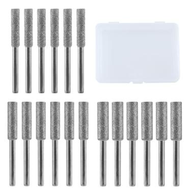 Imagem de 18 peças de afiador de motosserra de diamante de alta dureza, haste de 1/20.3 cm, lixa de pedra de rebarba folheada a titânio 4/4,8/5,5 mm lixa de pedra de moagem