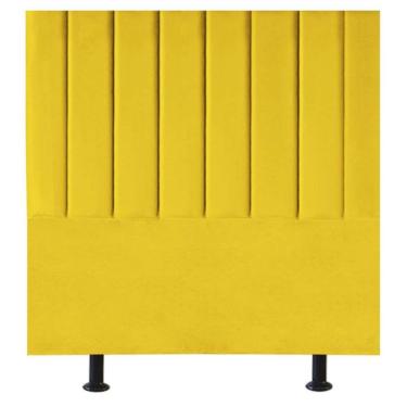 Imagem de Cabeceira Estofada Cama Box Casal 140 Cm Marina Suede amarelo