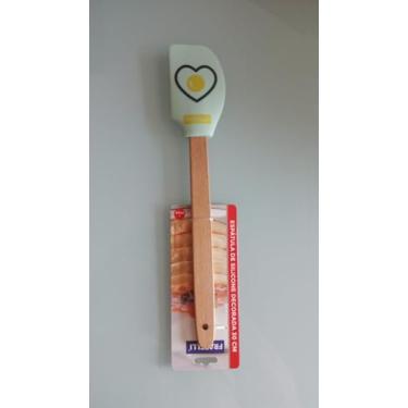 Imagem de Espátula de Silicone Decorada, Cabo de Madeira, Design Ovo Coração, 30 cm