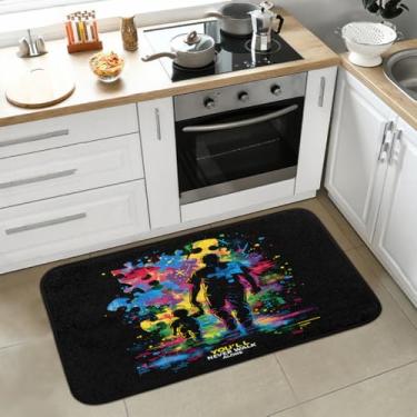 Imagem de Tapete de cozinha antiderrapante, lavável, antifadiga, macio, absorvente, tapete de cozinha, tapete de boas-vindas para cozinha, interior, entrada, pia, lavanderia, decoração de casa, autismo, cor