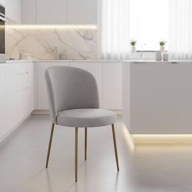 Imagem de Cadeira Decorativa Elegance Base Champanhe Linho Cinza Claro - Montanaris Decor