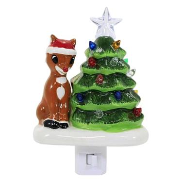 Imagem de IEUDNS Luminária de Natal em formato de árvore, giratória e criativa, para tomada, ideal para decorar corredores e banheiros, Alce