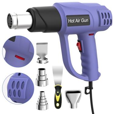 Imagem de Soprador Térmico Profissional 2000W 110V, Pistola de Ar Quente com Controle de Temperatura 60°C~600°C, 2 Velocidades, Proteção Contra Sobrecarga e 5 Bicos para Envelopamento, Artesanato e Eletrônicos