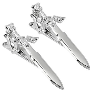 Imagem de WEBEEDY 2 peças de clipes de gravata prateados para homens, barra de gravata de espada, prendedores de alfinetes de cobre para ternos de casamento, reuniões de negócios, aniversário, ação de graças