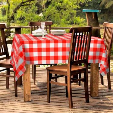 Imagem de Toalha de Mesa Plástica Térmica Impermeável para 4 6 e 8 Lugares Toalha Retangular Antiderramamento para Cozinha e Sala (XADREZ VERMELHO,6 Lugares)