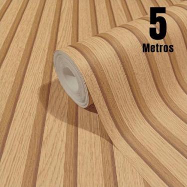 Imagem de Papel de Parede Ripado Claro Texturizado PREMIUM ROLO 5m Autoadesivo 3