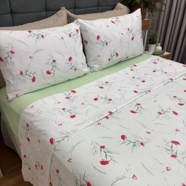 Imagem de Jogo De Cama Casal Bliss Estampado 100% Algodão 180 Fios 4 Peças Floratta/verde