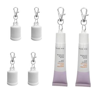 Imagem de 【Pacote com 4】Suporte de protetor labial com chaveiro, capa de substituição portátil compatível com protetor labial brilhante de 14,2 g, design à prova de vazamento, nunca perca seu brilho labial