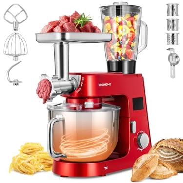 Imagem de VIVOHOME Batedeira Multifuncional 9 Em 1 Com Fermentação, Timer Elétrico De Cozinha 6 Velocidades E 7,5 Litros, Moedor Carne, Liquidificador Suco, Fatiador Vegetais, Máquina Fazer Massas Biscoitos,
