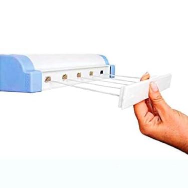 Imagem de Varal Automático Retrátil de Parede, Branco, 5 Cordas, 4,1 Metros Cada, 20,5m Total, Capacidade 3kg