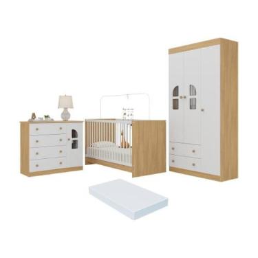 Imagem de Quarto De Bebê Completo Com Berço 3 Em 1 Colchão Incluso Amora Multimó