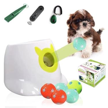 Imagem de JolyBay Brinquedo de controle remoto para cães pequenos e médios – lançador automático de bolas com 6 bolas laváveis | Clicker e apito incluídos – Brinquedo divertido para animais de estimação interno