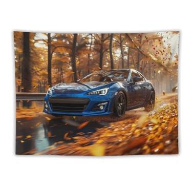 Imagem de HouLaiZhe Tapeçaria de carro Jdm carro brz esportes folhas caídas pendurar na parede quarto decoração de casa tapeçarias estética piquenique decoração de parede arte de parede para dormitório sala de