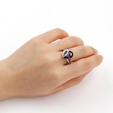 Imagem de Anel de zircônia cúbica em forma de coração para mulheres, joias minimalistas, presente de aniversário romântico, lindo presente de dia dos namorados, acessório de compromisso elegante YC6581, Latão