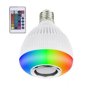 Imagem de LumiBeat™ Lâmpada inteligente Led Som Bluetooth RGB Colorido| Lampada Smart Led 12W + Controle Remoto Pro
