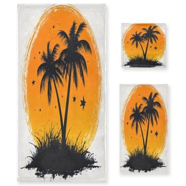 Imagem de xigua Conjunto de toalhas de banheiro de palmeiras absorventes macias 3 peças toalha de banho toalha de mão toalhas decorativas para banheiro, academia, hotel, praia, piscina