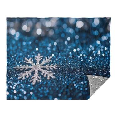 Imagem de CEBUGI Cobertor de flanela quente macio 127 x 178 cm para sofá-cama, escritório, acampamento, viagem, flocos de neve brancos, uso em todas as estações