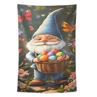 Imagem de STAYTOP Tapeçaria de Páscoa Gnomo e Ovos Fofos Tapeçarias de Parede para Decorações de Casa Decoração de Dormitório Sala de Estar Quarto Tapete de Parede (80 × 60 pol)