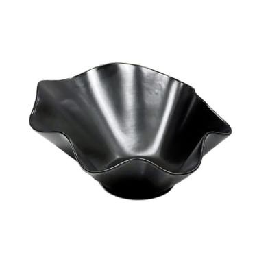 Imagem de Fruteira Tigela decorativa com borda ondulada, versátil para servir frutas e petiscos, ideal para cozinha e sala de estar. Decoração de mesa(Preto)