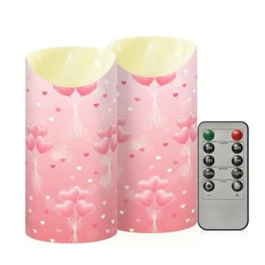 Imagem de Wassud Pacote com 2 buquê de balões velas sem chama com controle remoto, velas realistas cintilantes com temporizador, velas decorativas para Natal, casamento, festa, decoração de casa, médio